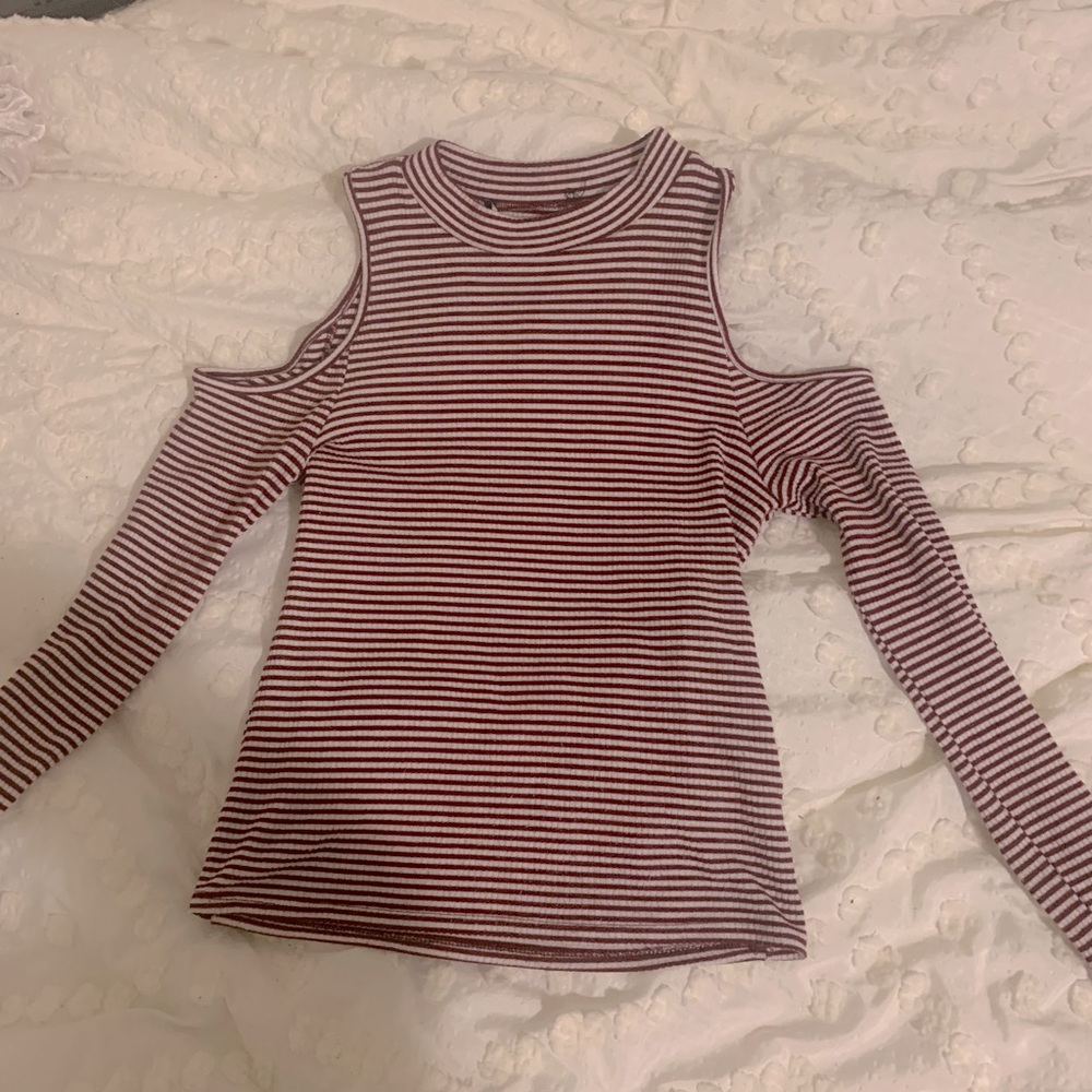 Striped Cold Shoulder top